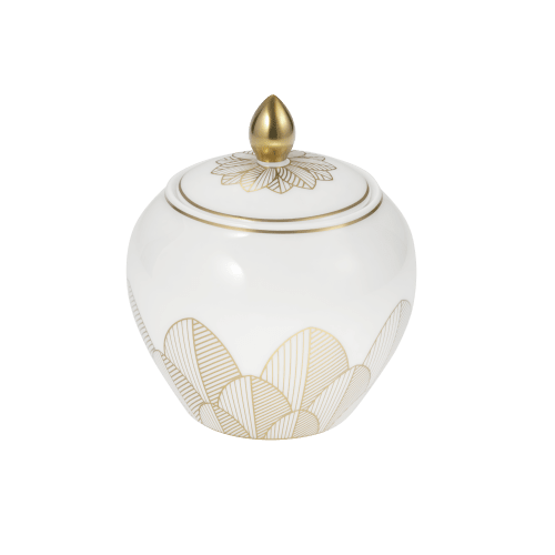 christofle Gold Finish Porcelain Sugar Bowl Malmaison Impériale