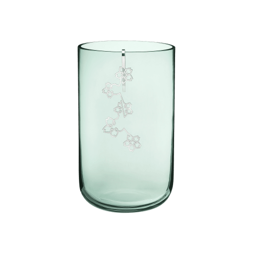 christofle Medium Green Glass Vase With Silver-Plated Ornament Constellation