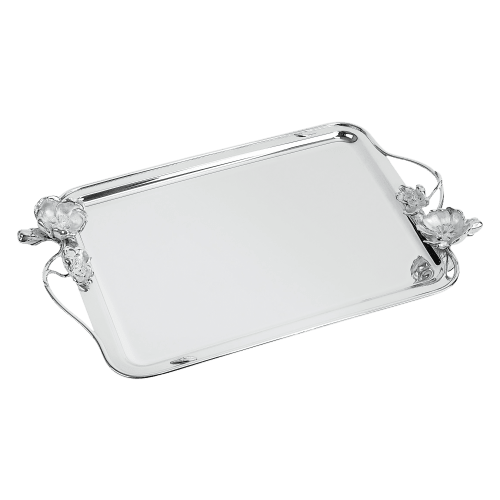 christofle Medium Silver-Plated Rectangular Tray 17 x 12 in Anemone