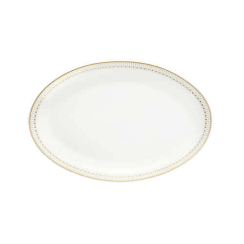 christofle Outer Gold Finish Porcelain Oval Platter - 11 in Malmaison Impériale