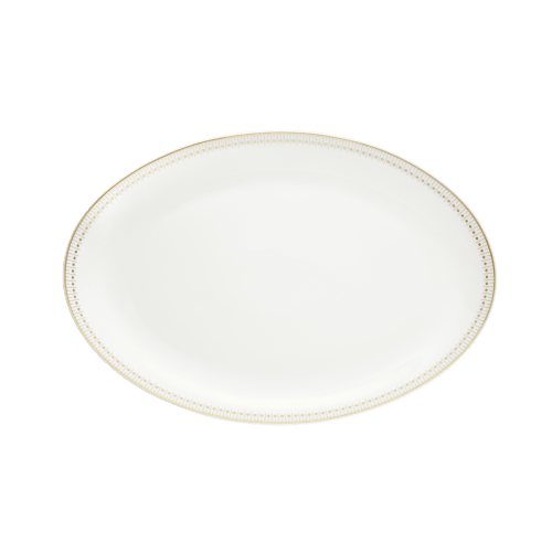 christofle Outer Gold Finish Porcelain Oval Platter - 15 in Malmaison Impériale