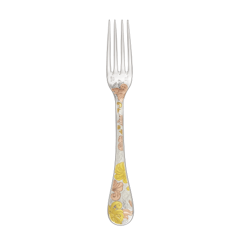 christofle Partially Gilded Rose & Yellow Gold Dinner Fork Jardin d'Eden