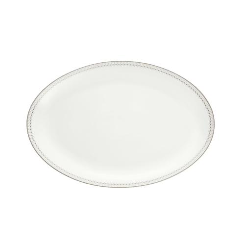 christofle Platinum Finish Oval Porcelain Platter - 15 in Malmaison Impériale