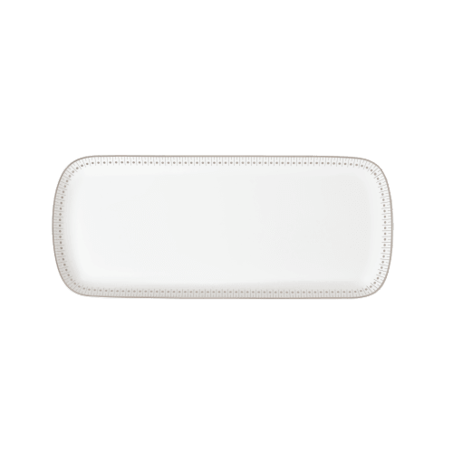 christofle Platinum Finish Porcelain Cake Platter - 15 x 6 in Malmaison Impériale