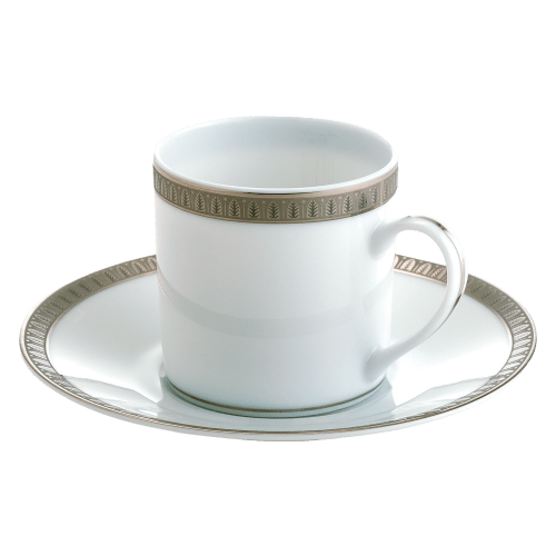 christofle Porcelain cup and saucer Platinum Finish Malmaison