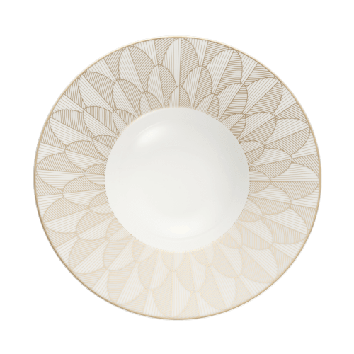 christofle Porcelain Large Rim Plate Gold Finish Malmaison Impériale