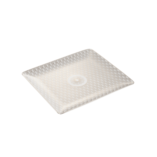 christofle Porcelain Rectangular Tray Platinum Finish - 17 x 15 cm Malmaison Impériale