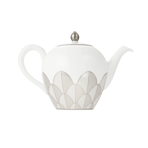 christofle Porcelain Round Teapot - 50 oz Malmaison Impériale