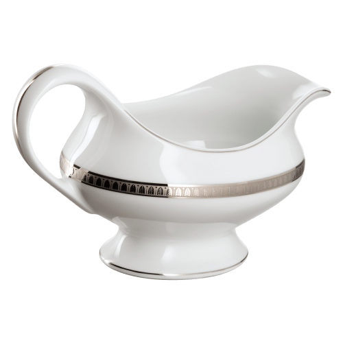 christofle Porcelain Sauce Plate Platinum finish Malmaison