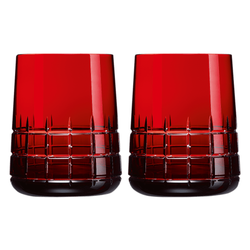 christofle Red Crystal Water Glasses - Set of Two Graphik