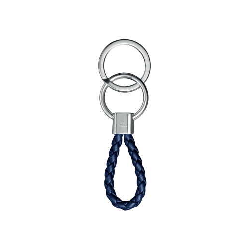 christofle Rhodium Silver-Plated Blue Key Chain Duo Complice