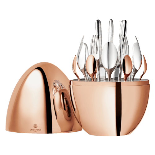 christofle Rose Gold 24-Piece Flatware Set Mood Precious