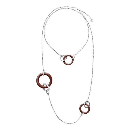 christofle Rosewood & Sterling Silver Necklace Idole de Christofle