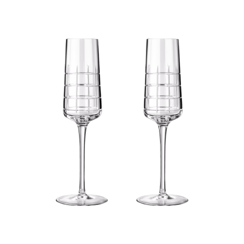 christofle Set of 2 crystal champagne flutes Graphik