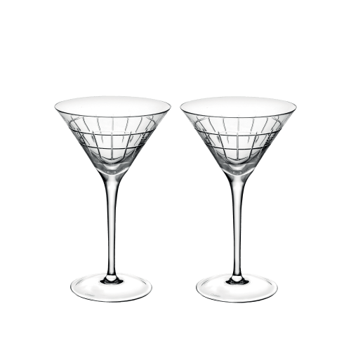 christofle Set of 2 Crystal Martini Glasses Graphik