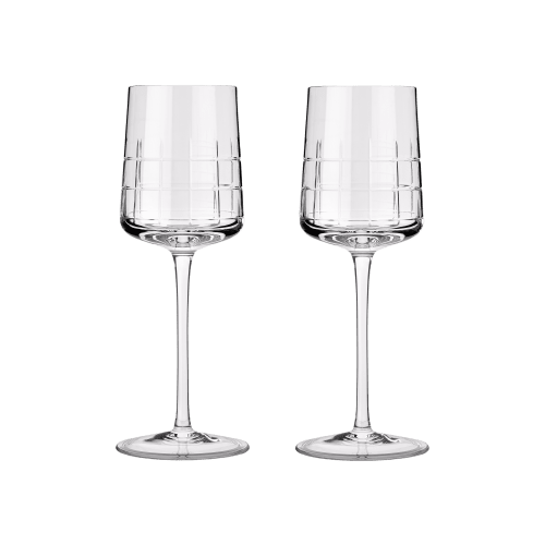 christofle Set of 2 Crystal White Wine Glasses Graphik