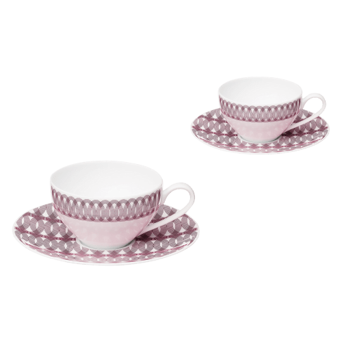 christofle Set of 2 Porcelain Tea Cups and Saucers Mood Nomade