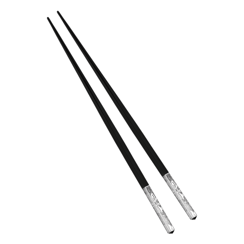 christofle Silver-Plated Black Japanese Chopsticks with Case Jardin d'Eden