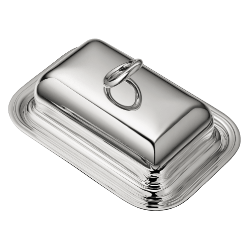 christofle Silver-Plated Butter Dish with Lid Vertigo