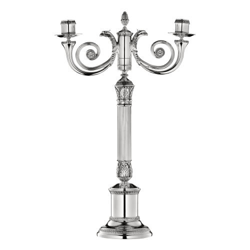 christofle Silver-Plated Candelabra For Two Candles Malmaison