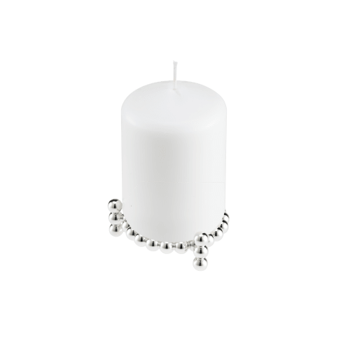 christofle Silver-Plated Candle Jewel Holder Perles