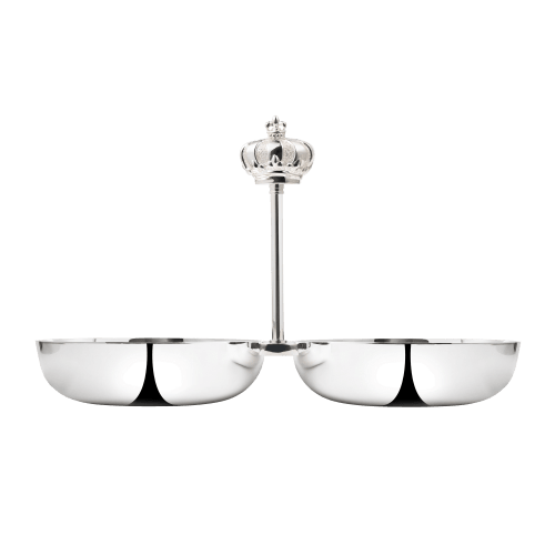 christofle Silver-Plated Double Dog & Cat Bowl Royal Jack