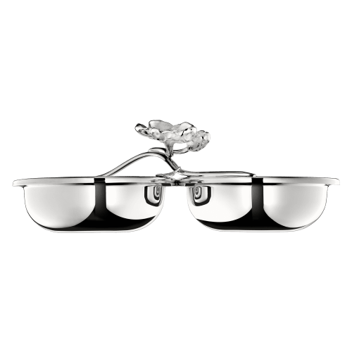 christofle Silver-Plated Dual Bowl Serving Dish Anemone