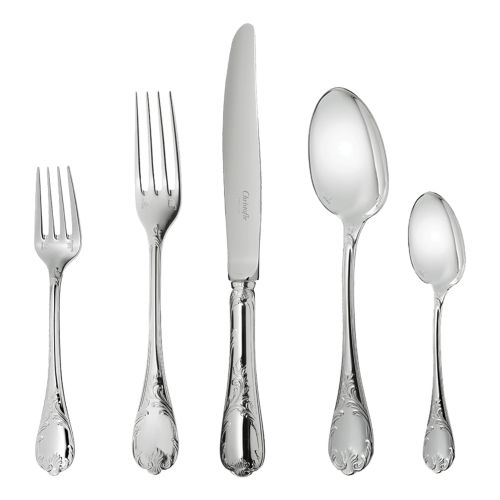 christofle Silver-Plated Five-Piece Flatware Set Marly