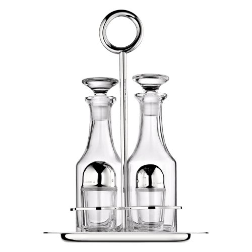 christofle Silver-Plated Oil and Vinegar Cruet Set with Stand Vertigo
