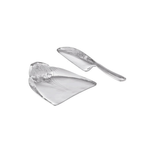 christofle Silver-plated Pine Cone Crumbs Tray & Knife Gallia