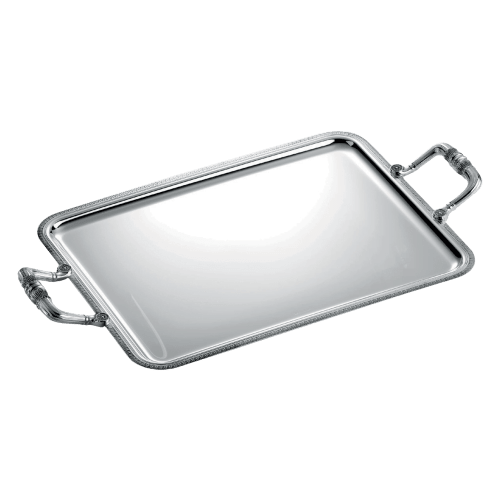 christofle Silver-Plated Rectangular Serving Tray with Handles Malmaison