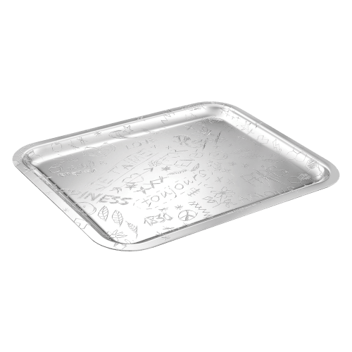 christofle Silver-Plated Rectangular Tray 14 x 11 in Graffiti