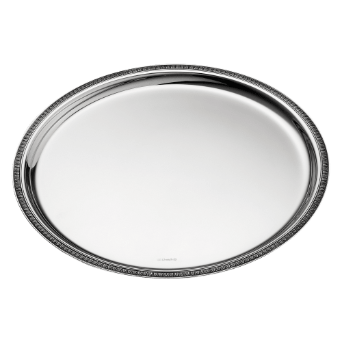 christofle Silver-Plated Round Tray 12 in Malmaison