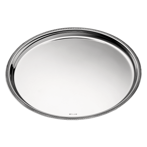 christofle Silver-Plated Round Tray 15 in Malmaison
