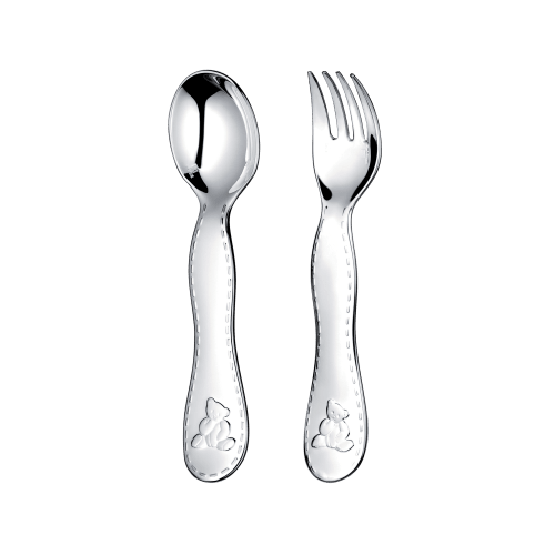 christofle Silver-Plated Two-Piece Baby Flatware Set Charlie Bear