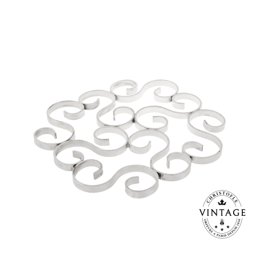 christofle Silvered Arabesque Trivet - Vintage Gallia