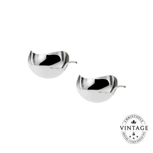 christofle Silvered Vintage Little Leaf Bowl Duo Lino Sabattini