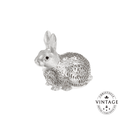 christofle Silvered Vintage Sitting Rabbit Lumière d'Argent