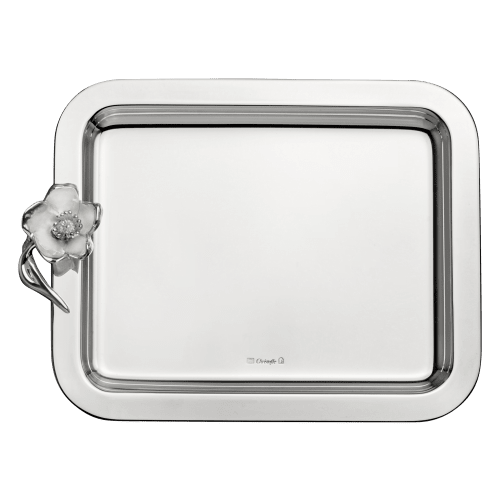 christofle Small Silver-Plated Tray 8 x 6 in Anemone