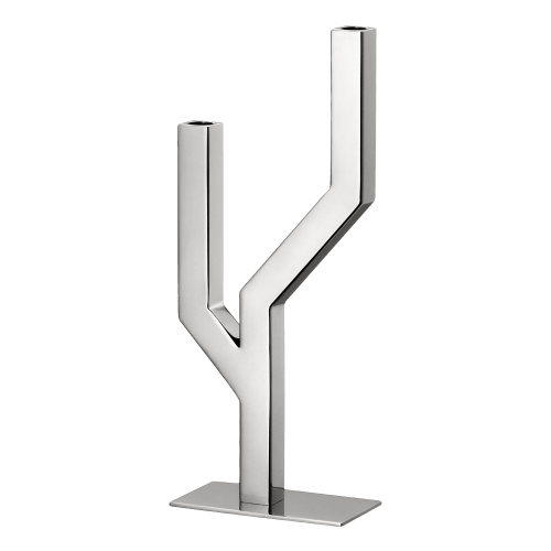 christofle Stainless Steel Candelabra For Two Candles Arborescence