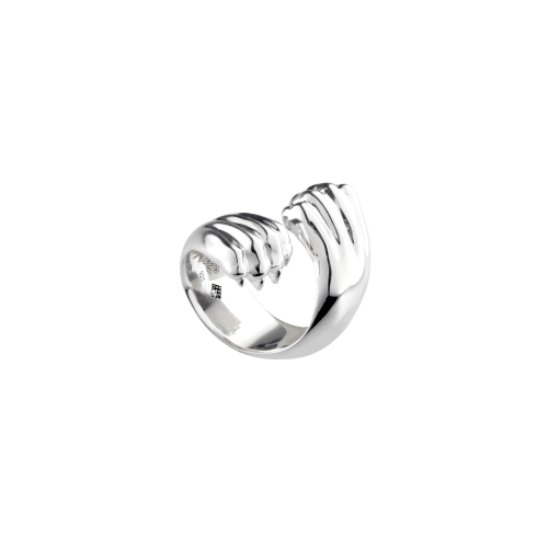 christofle Sterling-Silver Cross Ring Rhodium Plated Patte de Lion