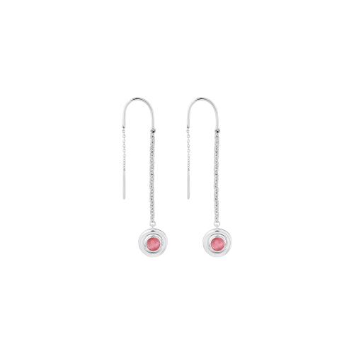 christofle Sterling Silver Drop Earrings with Rhodocrosite Idole de Christofle
