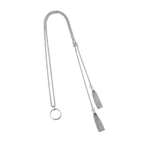 christofle Sterling Silver Eyeglass Holder Long Necklace Pompon