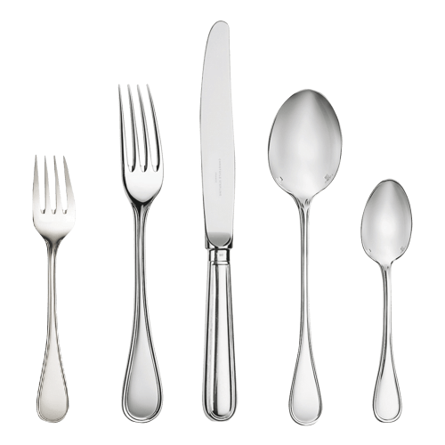 christofle Sterling Silver Five Piece Flatware Set Albi
