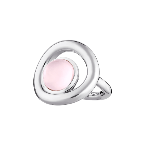 christofle Sterling Silver Ring with Rose Quartz Idole de Christofle