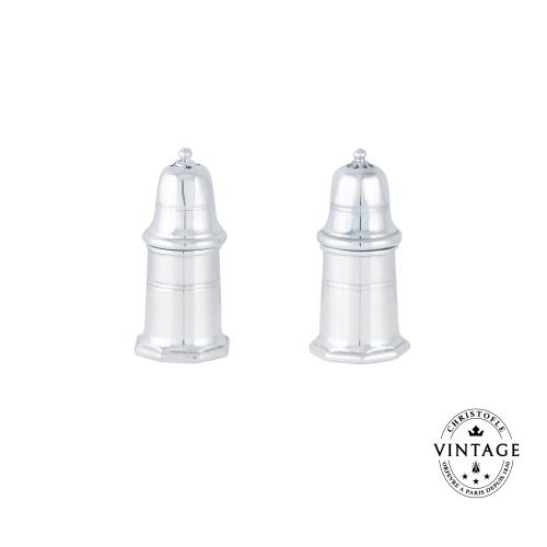 christofle Vintage Silver-Plated Salt and Pepper Shakers Villars