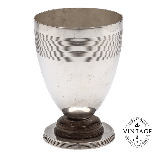 christofle Vintage Silver-Plated Wood Base Sport Cup Fileté