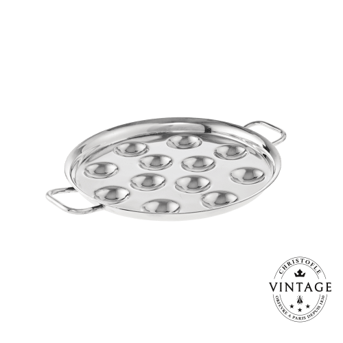 christofle Vintage Silvered 12 Slot Escargot Dish Gallia