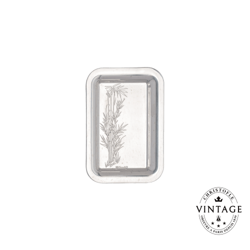 christofle Vintage Silvered Bamboo Herbarium Rectangular Tray Herbier