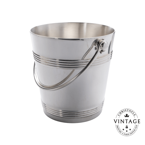 christofle Vintage Silvered Biarritz Ice Bucket With Moving Handle Gallia